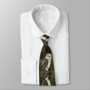 Western Barn Owl - Migned Watercolor Painting Art  Tie