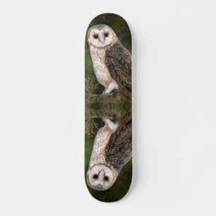 Western Barn Owl - Migned Watercolor Painting Skateboard