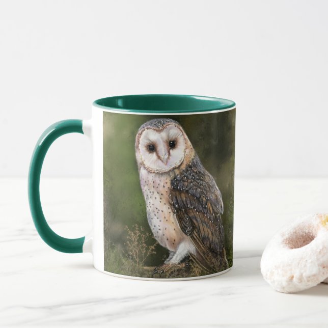 Western Barn Owl Mug Painting (With Donut)