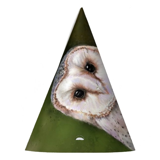 Western Barn Owl Party Hat - Painting (Left)