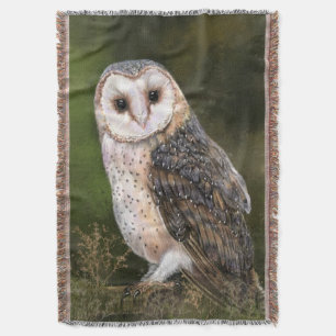 Western Barn Owl Throw Blanket - Painting