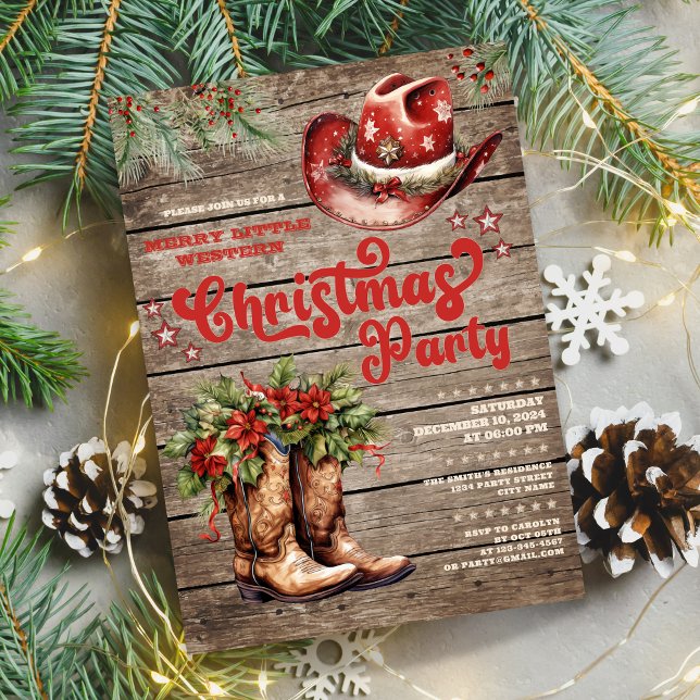 Western Barn Party Invitation Holiday Invite (Western Barn Party Invitation Holiday Invite)