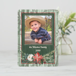 Western Barn Wood Christmas Themed Photo Holiday Card