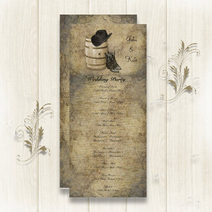 Western Barrel and Boots Wedding Program