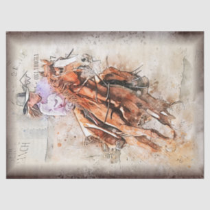 Western Barrel Racing Cowgirl Decoupage Tissue Paper