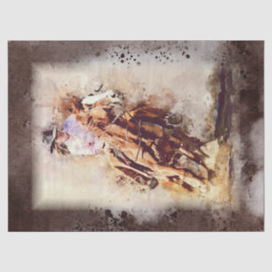 Western Barrel Racing Cowgirl Decoupage Tissue Paper