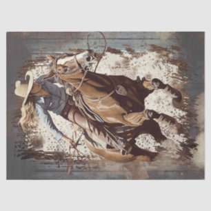 Western Barrel Racing Cowgirl Decoupage Tissue Paper