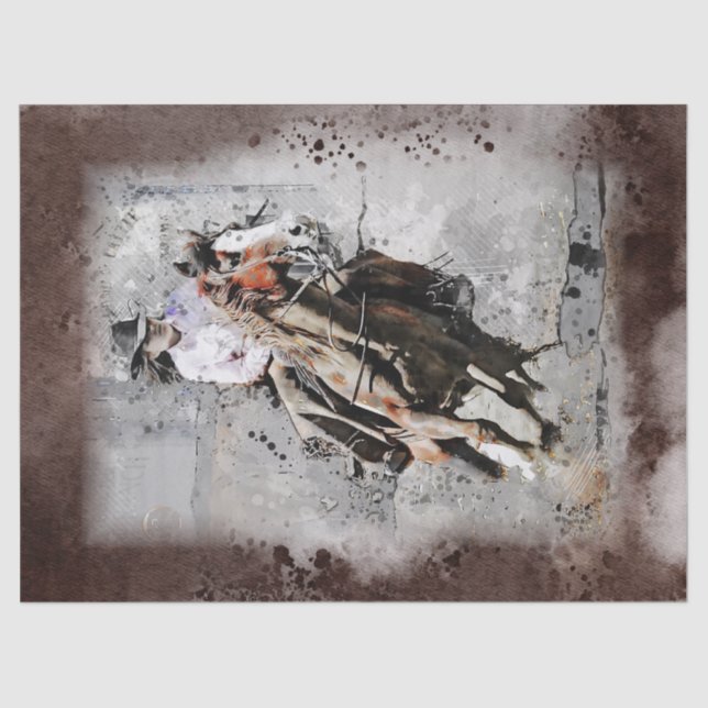 Western Barrel Racing Cowgirl Decoupage Tissue Paper (Front)