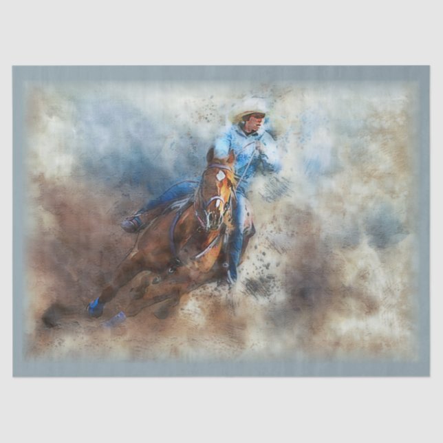 Western Barrel Racing Cowgirl Tissue Paper (Front)