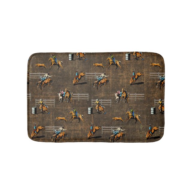 Western Bath Mat With Rodeo Events (Front)
