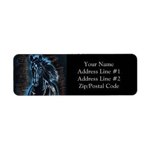 Western Beauty Wild Mustang Blue Tones Return Address Label