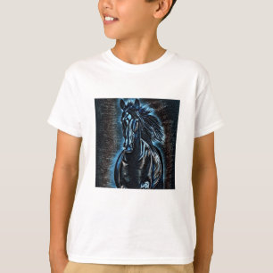 Western Beauty Wild Mustang Blue Tones T-Shirt