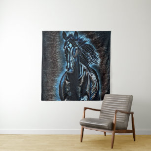 Western Beauty Wild Mustang Blue Tones Tapestry