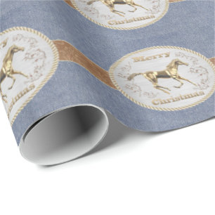 Western Belt And Belt Buckle Merry Christmas Wrapping Paper