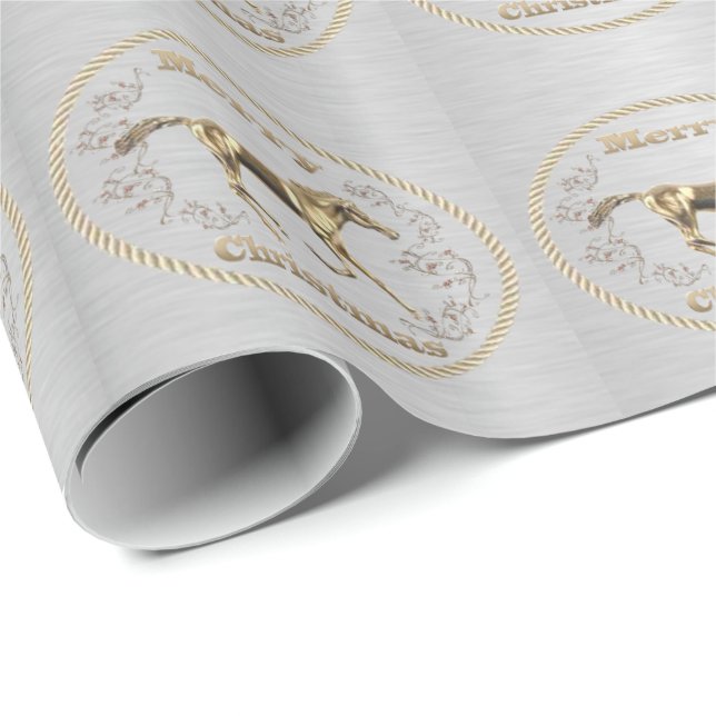 Western Belt Buckle With Horse Merry Christmas Wrapping Paper (Roll Corner)