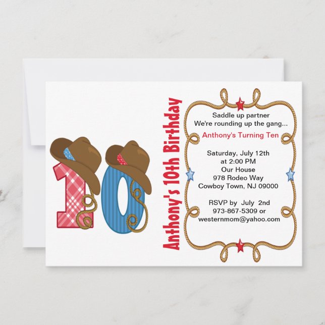 Western Big Ten Boy Birthday Invitation (Front)