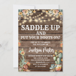 Western Birthday Country Boots Birthday Party Invi Invitation