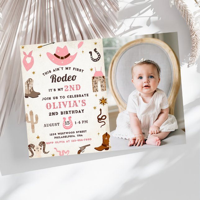 Western Birthday Rustic 2nd Birthday Party Photo Invitation (Creator Uploaded)