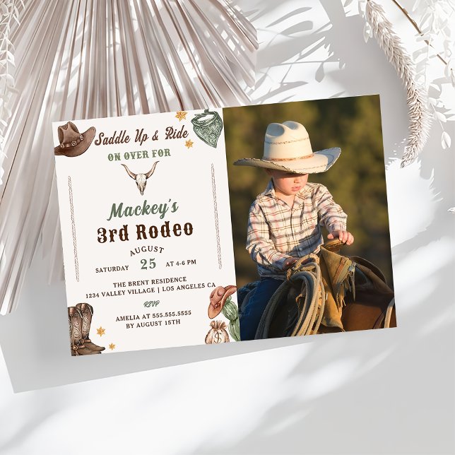 Western Birthday Rustic 3rd Birthday Party Photo Invitation (Creator Uploaded)