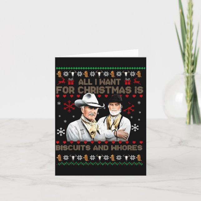 Western Biscuits And S Christmas Quote  Card (Front)