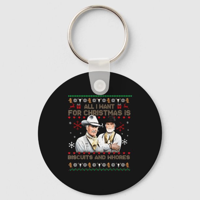 Western Biscuits And S Christmas Quote  Key Ring (Front)
