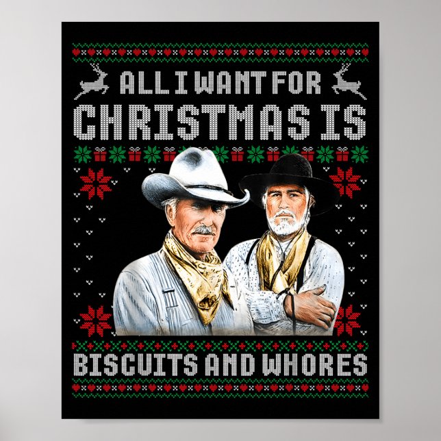 Western Biscuits And S Christmas Quote Retro  Poster (Front)