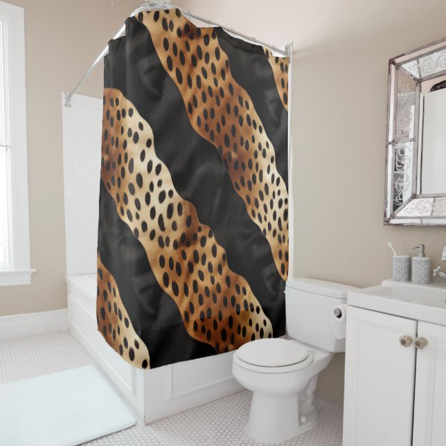 Western Black Brown Cream Cowhide  Shower Curtain (In Situ)