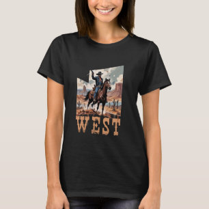 Western Black Cowboy Rodeo Horse Riding Retro Vint T-Shirt
