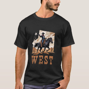 Western Black Cowboy Rodeo Horse Riding Vintage T-Shirt