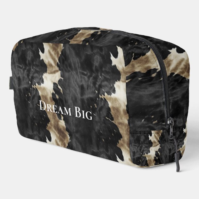 Western Black Cream Gold Cowgirl Cowhide Dopp Kit (Right Corner)