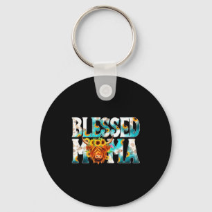 Western blessed cow mama cow print mom mother's da key ring