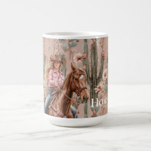 Western Blond Cowgirl Pink Cactus Floral Coffee Mug