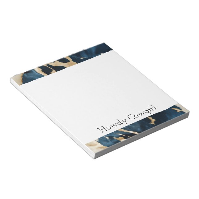 Western Blue Brown Gold Cowhide Notepad (Angled)