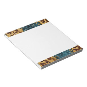 Western Blue Brown Gold Cowhide Notepad