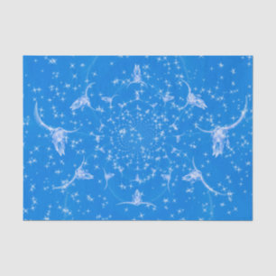 Western Blue Girly Glitter Cow Skull Abstract Tissue Paper