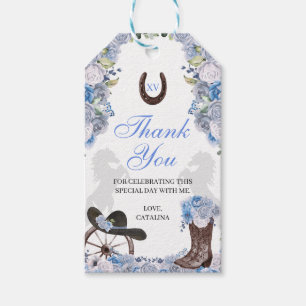 Western Blue Ranchero Quinceanera Gift Tags