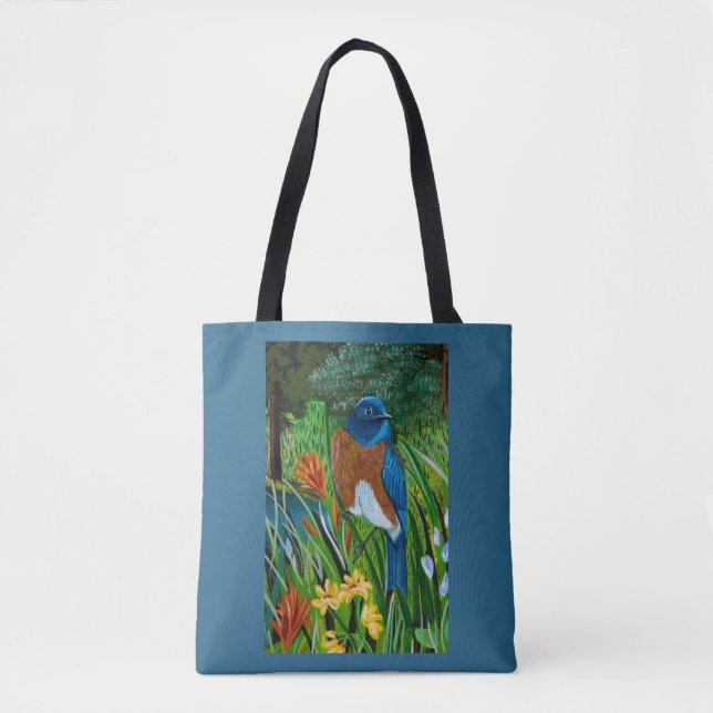 Western Bluebird All Over Tote Bag (Front)