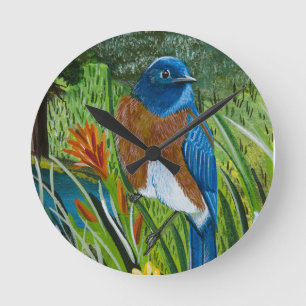 Western Bluebird Round Clock