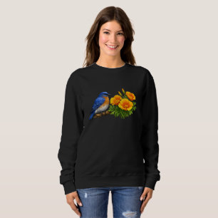 Western Bluebird with California Poppies Sweatshirt
