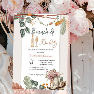 Western Boho Brunch & Bubbly Bridal Shower Invitation