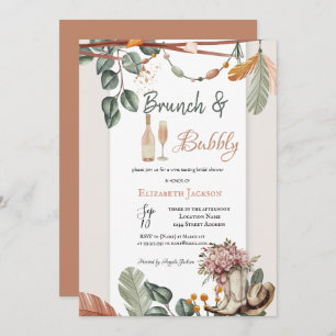 Western Boho Brunch & Bubbly Bridal Shower Invitation