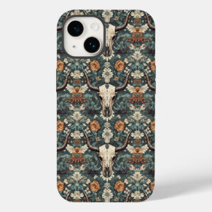 Western Boho Bull Skull Floral Case-Mate iPhone 14 Case