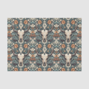 Western Boho Bull Skull Floral Tissue Paper