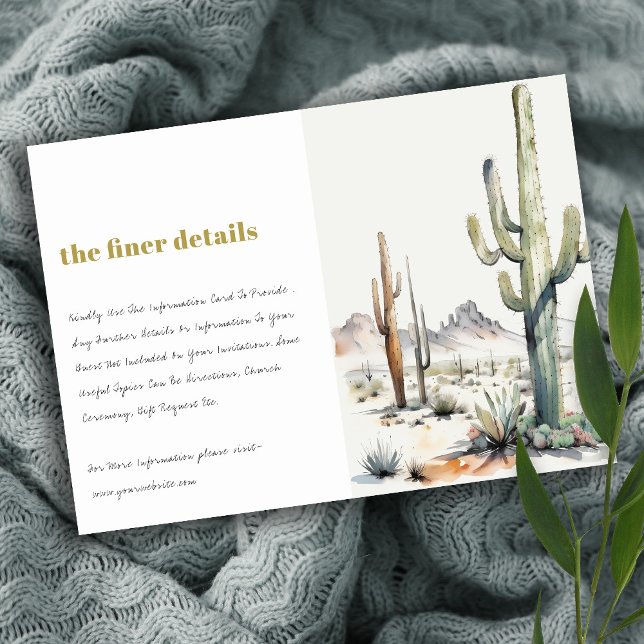 Western Boho Cacti Desert Landscape Wedding Detail Enclosure Card (Creator Uploaded)