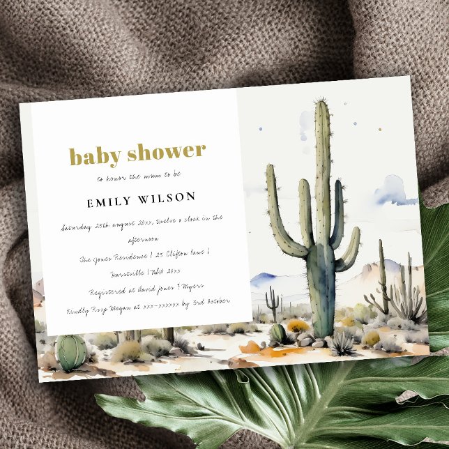 Western Boho Cactus Desert Landscape Baby Shower Invitation (Creator Uploaded)