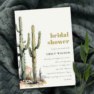 Western Boho Cactus Desert Landscape Bridal Shower Invitation