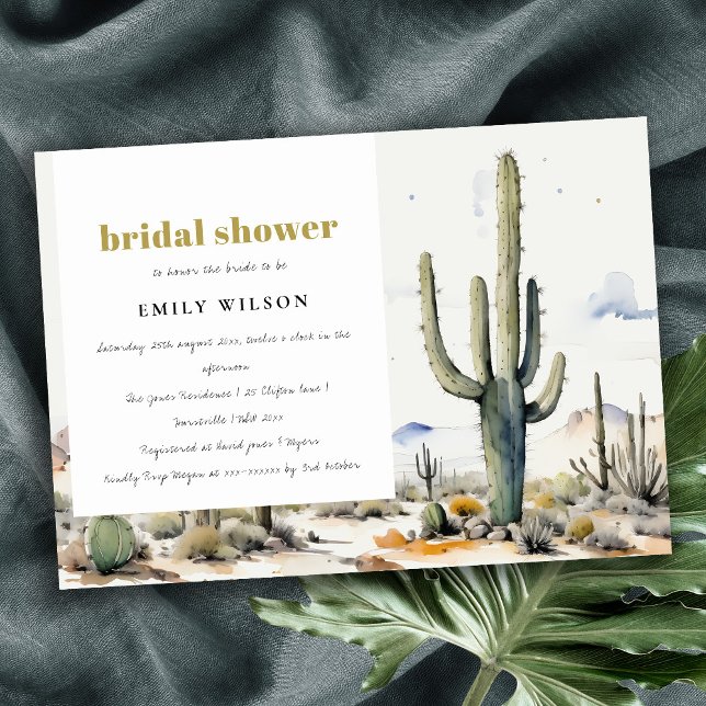 Western Boho Cactus Desert Landscape Bridal Shower Invitation (Creator Uploaded)