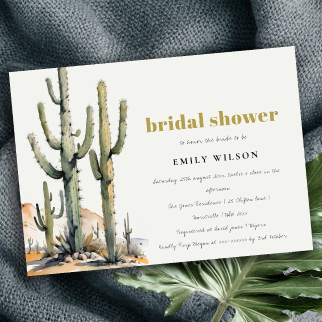 Western Boho Cactus Desert Landscape Bridal Shower Invitation (Creator Uploaded)