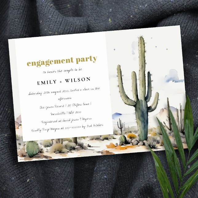 Western Boho Cactus Desert Landscape Engagement Invitation (Creator Uploaded)