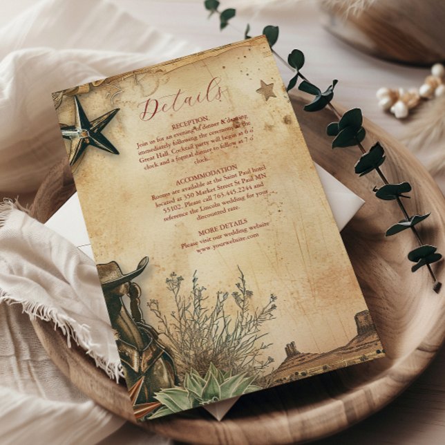 Western Boho Cactus Desert Landscape Wedding Enclosure Card (Creator Uploaded)